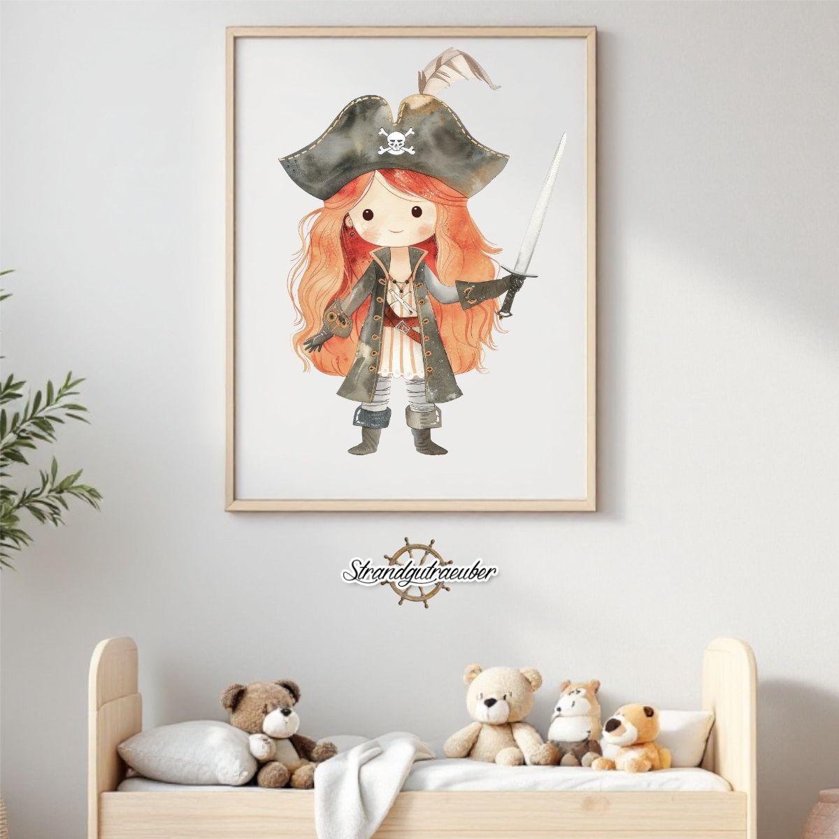 Buegelbild Piratenmädchen rote Haare Buegelbild Piratenmädchen rote Haare